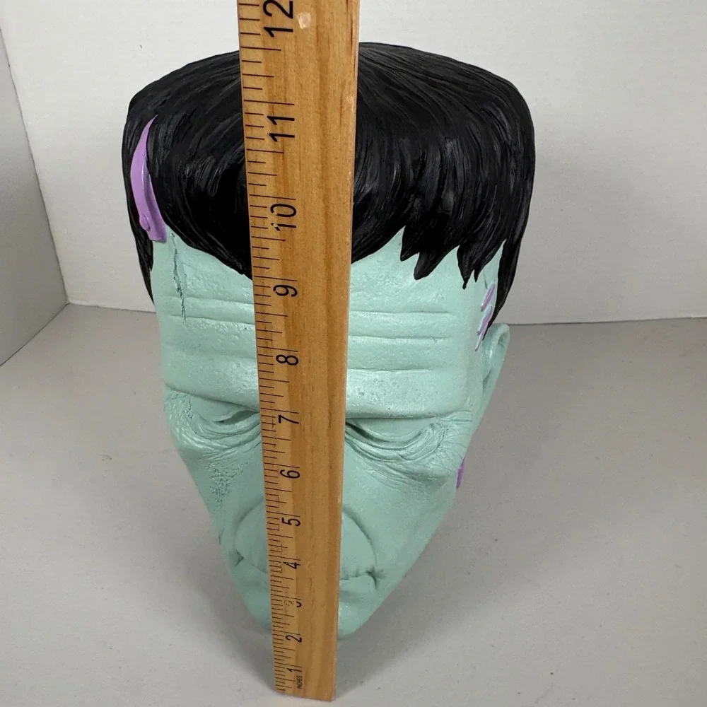 Halloween Green Frankenstein Large Head Bust Decoration Life Like Pink And Green